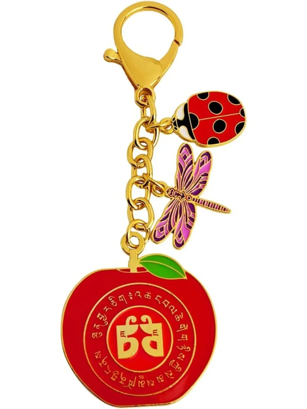 Feng Shui Harmony Keychain - Red Dragonfly & Ladybug Charm for Good Luck